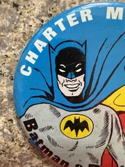Vintage 1966 Batman & Robin Society Charter Member Pinback Button Nice Condition