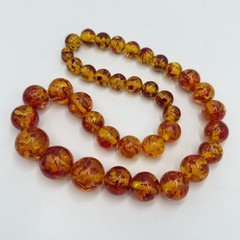 Vintage Soviet Faux Amber Necklace 1970s Retro Graduated Bead Statement Jewelry