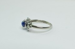 VTG Art Deco 10K White Gold Genuine Star Sapphire & Diamond Ring Sz 4.5 – 2.12 g