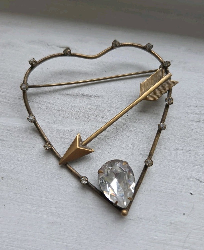 Vintage RARE Joseff of Hollywood Eros’ Arrow Heart Brooch Signed Estate