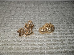 Vintage 1990 AVON Halloween Pins Boo Ghost Rhinestone Eyes + Jack-o-lanterns