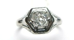 Art Deco Antique 1920’s Diamond Engagement 18K White Gold Ring Size 6.5 EGL USA