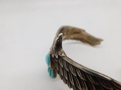 JTV DESIGNER BBJ STERLING SILVER BALD EAGLE BIRD TURQUOISE STONE CUFF BRACELET