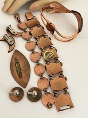 Vintage Copper Jewelry Lot Bold Statement Signed Unsigned Bracelets Earrings