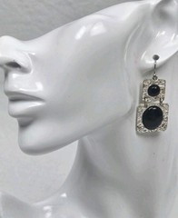 Vintage Mid-Century Style Geometric 2 Part Dangle Pierced Ear Earrings 1 3/8″L