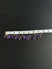 Gold Tone 7.5” Vintage Style Blue-Purple Flower Charm Bracelet.