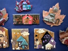 Vintage Jewelry Lot Lucinda Pin House Pin Autumn Clouds W/Face Scarecrow Turkey