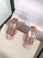 Vintage 1990-s 14 Ct Rolled Gold Zircons Earrings-Hallmarked 585 RG