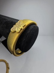 Vintage Gold Tone Stretch Bangle Bracelet with Butterfly, Midcentury, Adorable