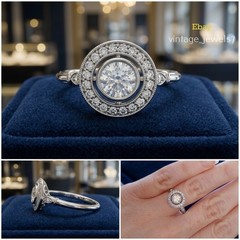Bezel 2.4CT Round Lab Created Diamond Vintage Halo Wedding Ring 14K Gold Finish