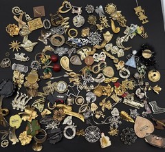 Lot Of 140 Brooches Pins – Many Signed – Silver Gold Tone Wholesale Resell J108a