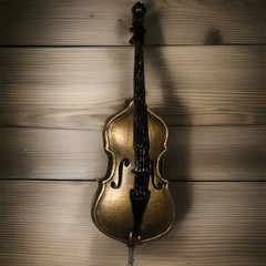 Vintage Gold Tone Black Violin Shaped Brooch Pin Musical Instrument Jewelry