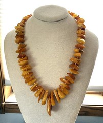 Vintage 80s Baltic Amber Necklace 10” Egg Yolk Honey Amber Nuggets Drop Pendant