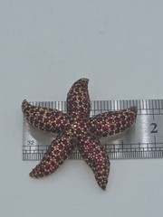 Vintage JOMAZ Signed Ruby Red Rhinestone Starfish Brooch Pin Boivin Style