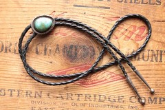 Vintage Native American Sterling Silver Turquoise Bolo Tie