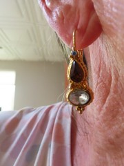 Vintage 1990’s Gold Tone Golden Topaz & White Rhinestone Dangle Pierced Earrings