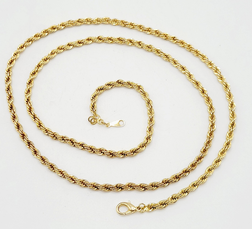 Classic Rope Twist Gold Tone Multi Link Chain Vintage Unisex Necklace 30 Inch