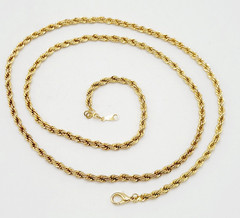 Classic Rope Twist Gold Tone Multi Link Chain Vintage Unisex Necklace 30 Inch