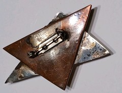 Vtg Mid Century Brutalist Copper Silver Art Dichroic Glass Star Brooch Pin
