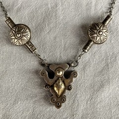 Vintage Modernist Mixed Metal Necklace | Sculptural Geometric Artisan Pendant