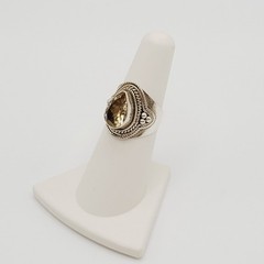 Artisan Smoky Quartz Teardrop Southwestern Style Silver 925 Ring Sz 5.75 Tested