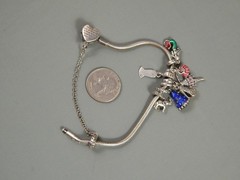 Estate 925 Sterling Snake Slide Charm Bracelet 7″ Mermaid Ballerina Enamel 31g