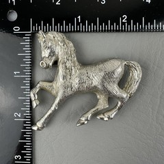 Vintage Horse Brooch Silver Tone Prancing Stallion Equestrian Western Figural
