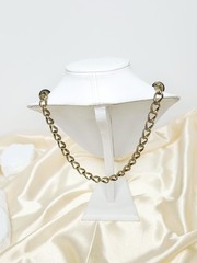 Vintage Gold Tone Chain Link Bead Necklace – Continuous, 32″