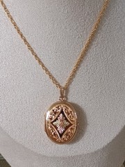 Vintage C. Co. 1/20 12K GF Storybook Locket with 14k GF Chain Stamped