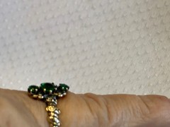 Antique Gold Filled Ring 2.09g Jewelry Size 6.75 Band Green & White Stones *READ