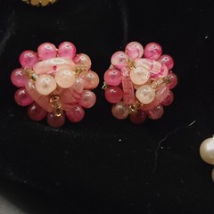 VINTAGE BEADED CLIP ON EARRINGS LOT ONE SIGNED WEST GERMANY
