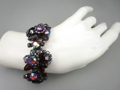DELIZZA & ELSTER JULIANA RUBY RED RHINESTONE BRACELET & EARRINGS SET