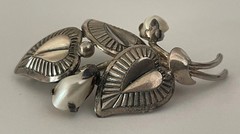 Vintage Theodor Klotz 835 German Silver Brooch Baby Tooth Pearl TEKA Germany Pin