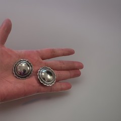 Vintage Sterling SW Style Circular Clip On Earrings/Bold/Drama/Everyday/1.25”
