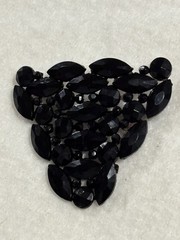 Antique Czech Black Glass Brooch Art Deco French Jet Gothic Mourning Jewelry Pin