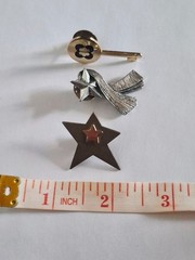 VINTAGE Set of 3 Tac Pins – Key, Star, Comet Gold / Silver Tone