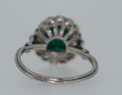 Antique Platinum Turquoise Diamond Halo Ring