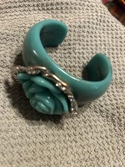 Vintage Blue Marble Bakelite Bangle Bracelet