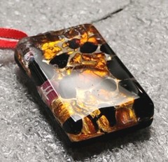 Fantastic! MURANO 1.5″ Black, Orange, Gold Halloween Toned Glass Pendant!