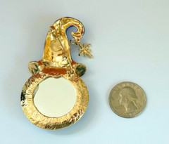 Blue Moon Face Wizard With Aurora Borealis Rhinestones Brooch / Pendant New