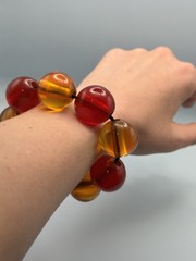 Vintage Plastic Synthetic Heavy Bead Bracelet New with Original Hang Tag Red