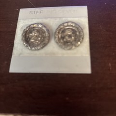 Vintage Costume Fashion Jewlery Sterling Silver Coin Pierced Earrings.