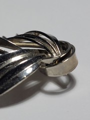 Vintage Silvertone Leaves Foliage Flame 3D Brooch Mid Century Fashion Jewelry