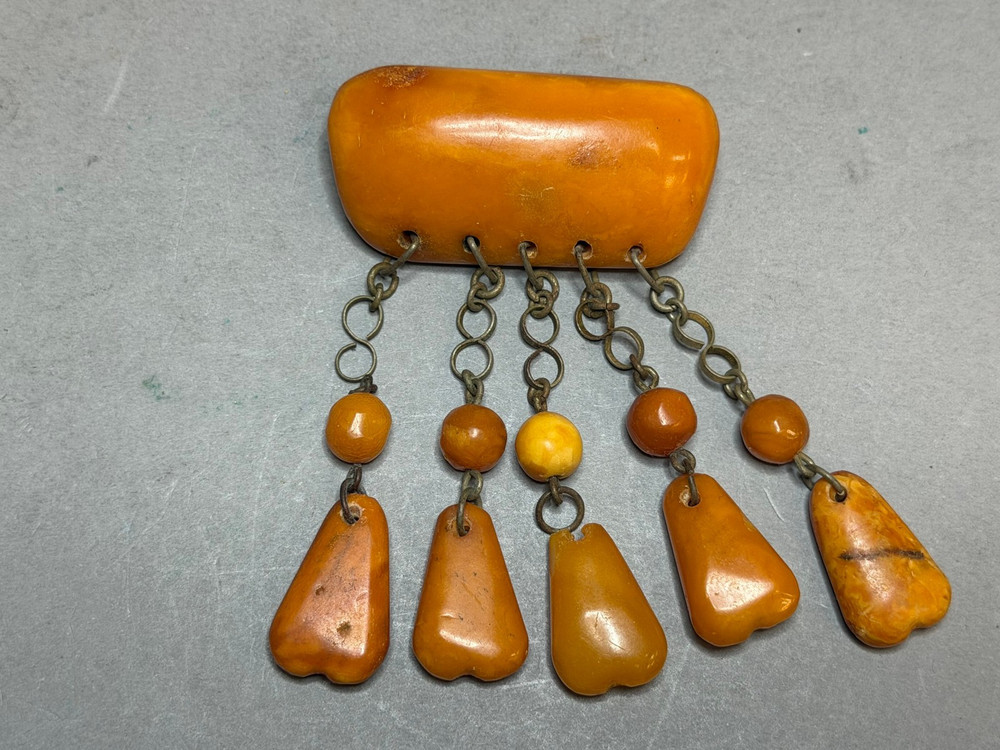 NATURAL OLD ANTIQUE YELLOW BUTTERSCOTCH BALTIC AMBER BROOCH 19,2 gr