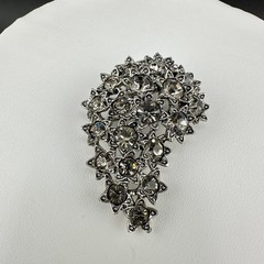 Vintage Rhinestone Brooch Smokey Gray Star Celestial Galaxy Sparkle Cluster