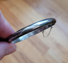 Vintage 925 FAS Sterling Silver Smooth Hinged Cuff Bangle Bracelet 7 Inch