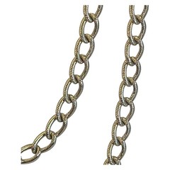 Long Matte Gold Tone Textured Curb Link Chain 48″