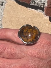 Vintage Baltic Amber Sterling statement ring ￼