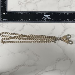 Vintage Sarah Coventry Fashion Parade Gold Tone Chain Faux Pearl Tassel Necklace
