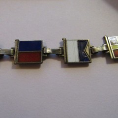 VTG 1940s Sterling Silver Enamel Nautical Flag Sweetheart Bracelet WWII